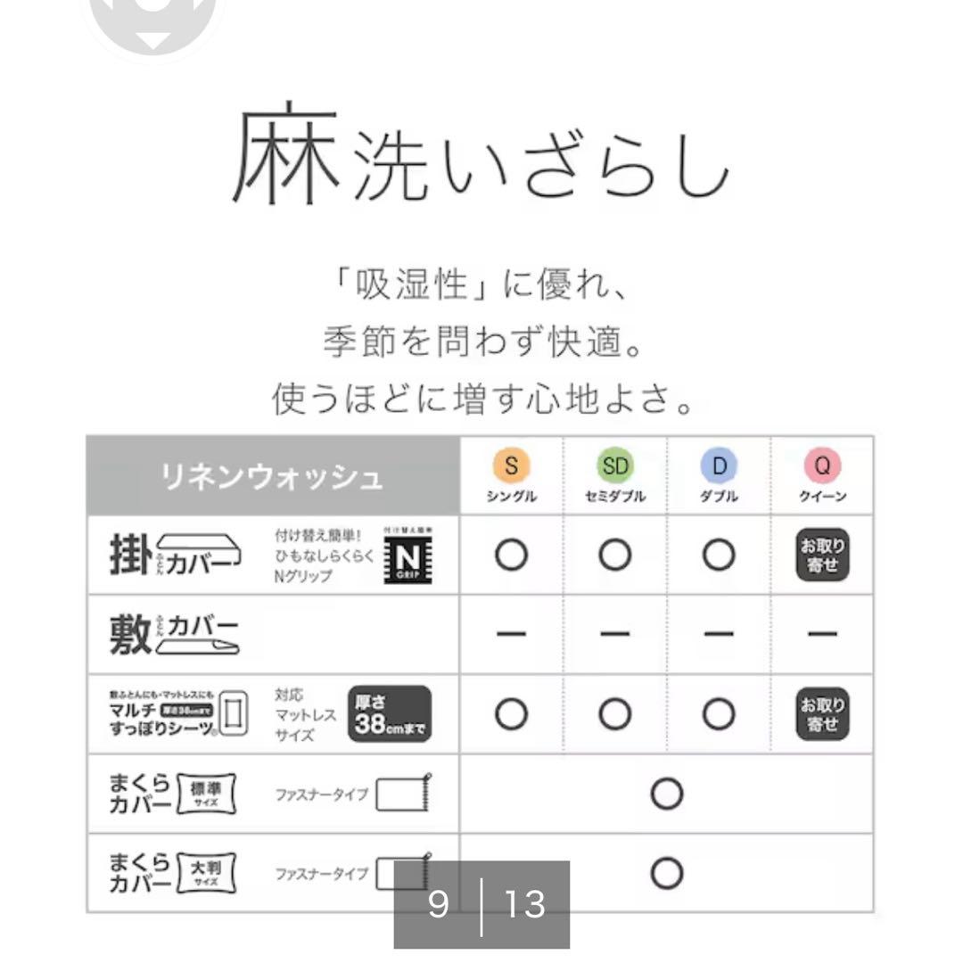 ニトリ ひもなしラクラク掛け布団カバー Nグリップ リネン SZ16 WH SD
