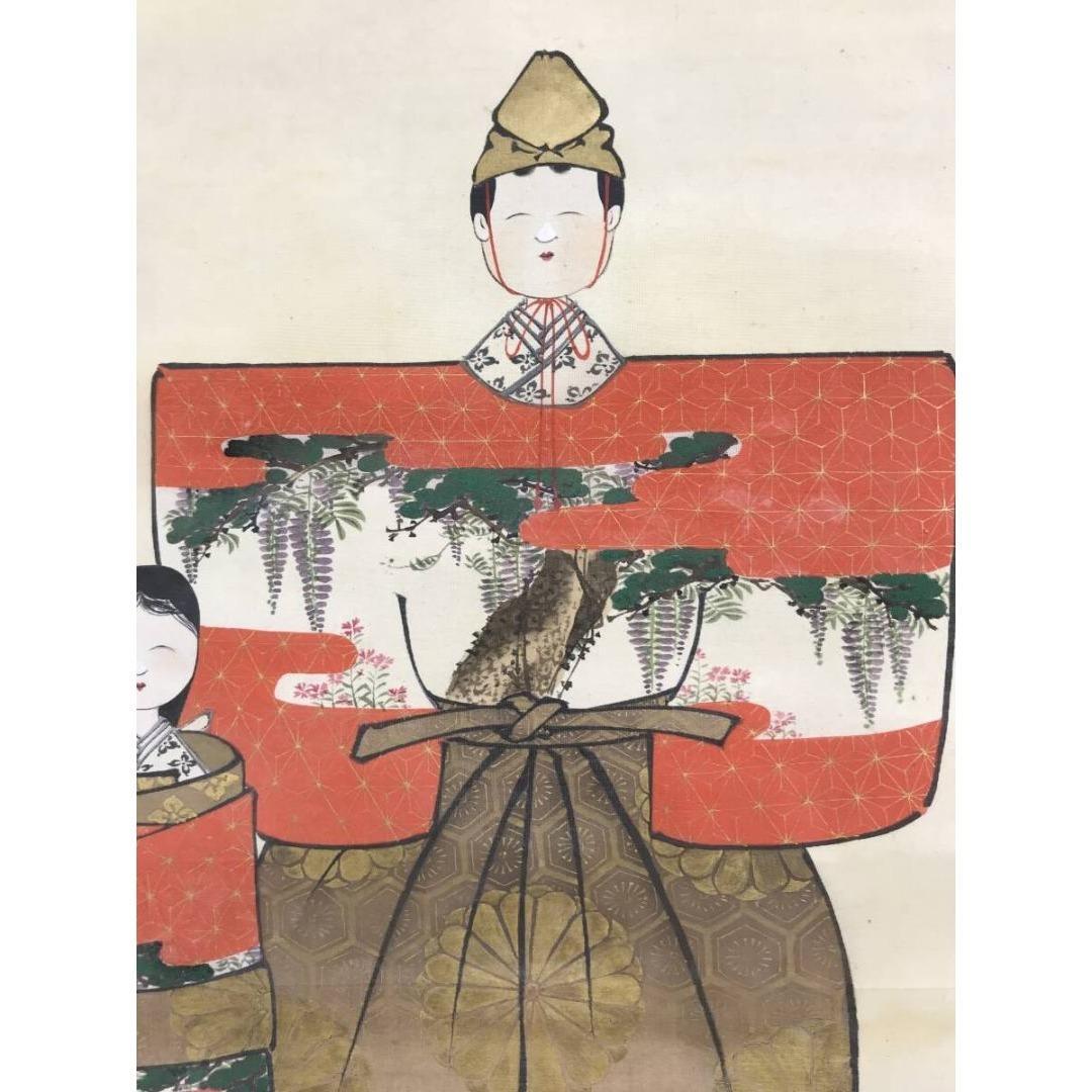 真作/礫堂/梅花雛図/桃の節句/ヒナ図/春の掛軸/掛軸☆宝船☆AL-21