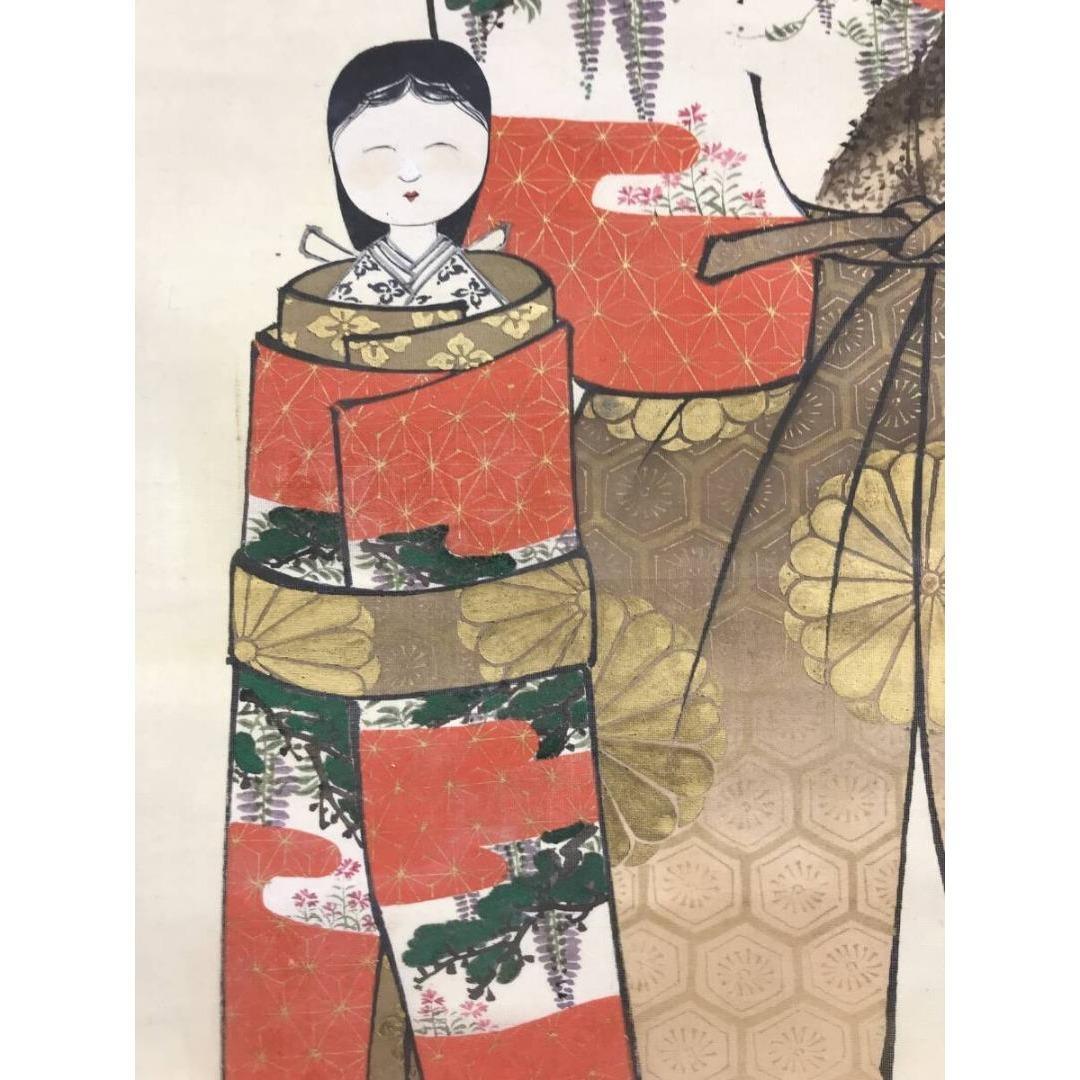 真作/礫堂/梅花雛図/桃の節句/ヒナ図/春の掛軸/掛軸☆宝船☆AL-21