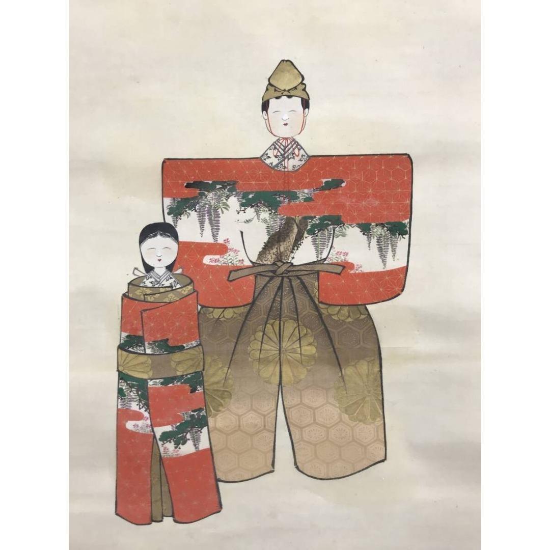 真作/礫堂/梅花雛図/桃の節句/ヒナ図/春の掛軸/掛軸☆宝船☆AL-21