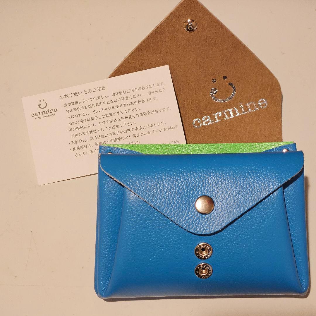 【新品未使用】carmine(カーマイン) ビビッドレザー ミニウォレットブルー