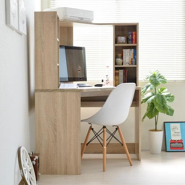 《新品・送料無料》パソコンデスク L字型 コーナー 机 オーク 北欧風