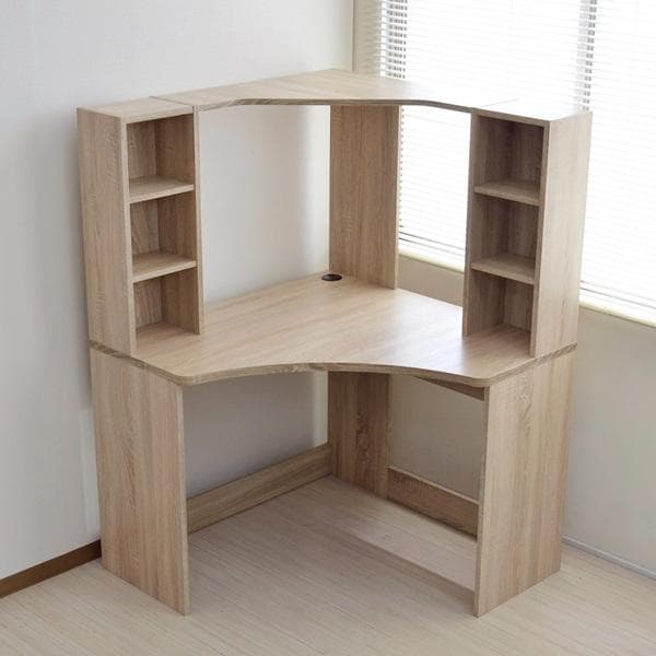 《新品・送料無料》パソコンデスク L字型 コーナー 机 オーク 北欧風