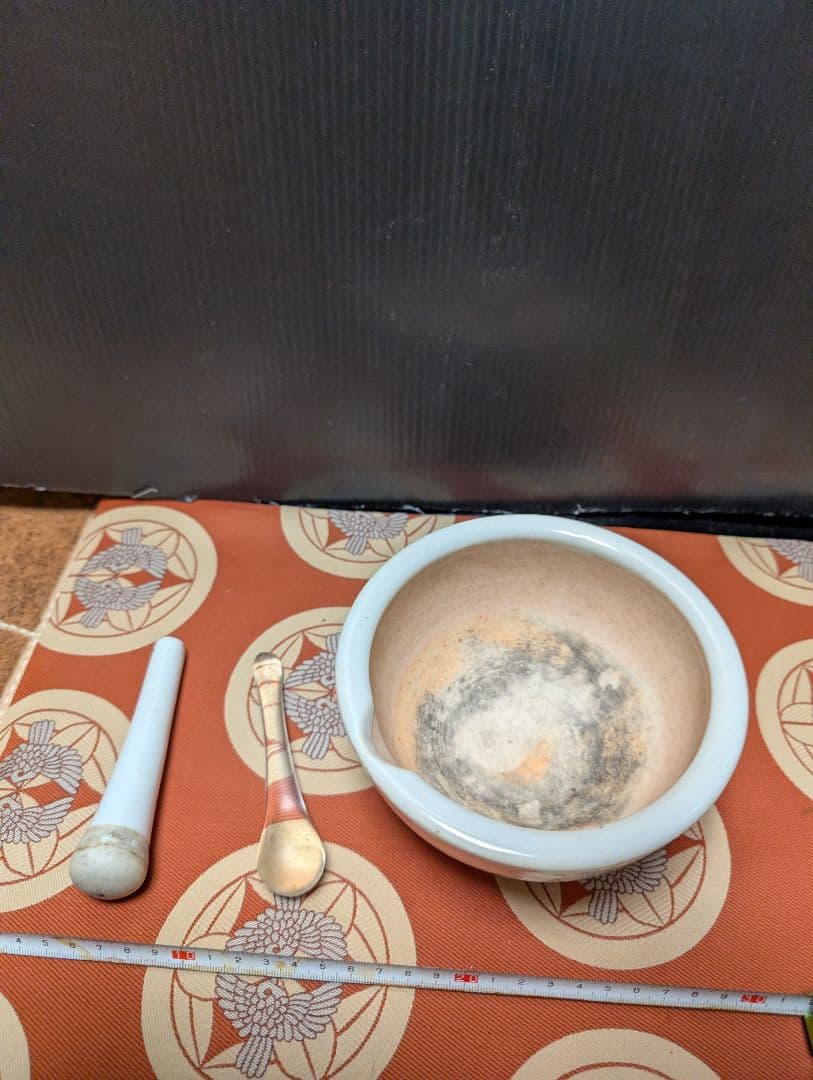 レトロ白磁陶器製 すり鉢とすり棒セット