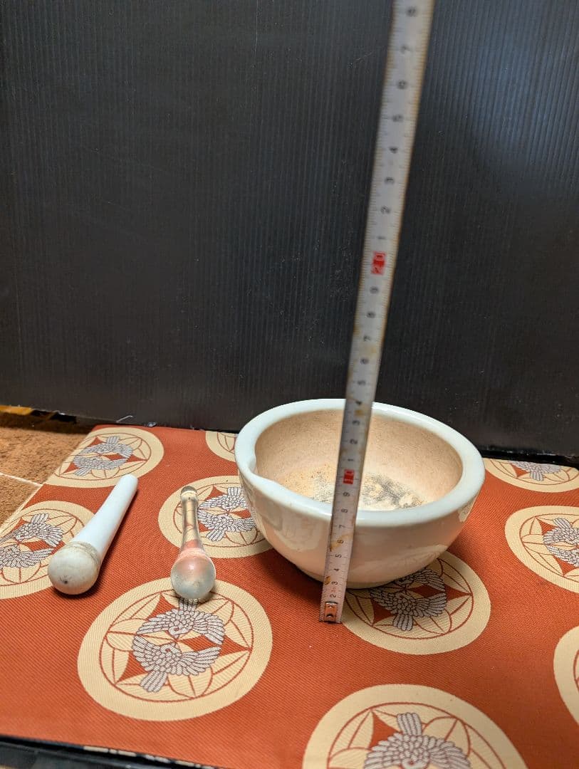 レトロ白磁陶器製 すり鉢とすり棒セット