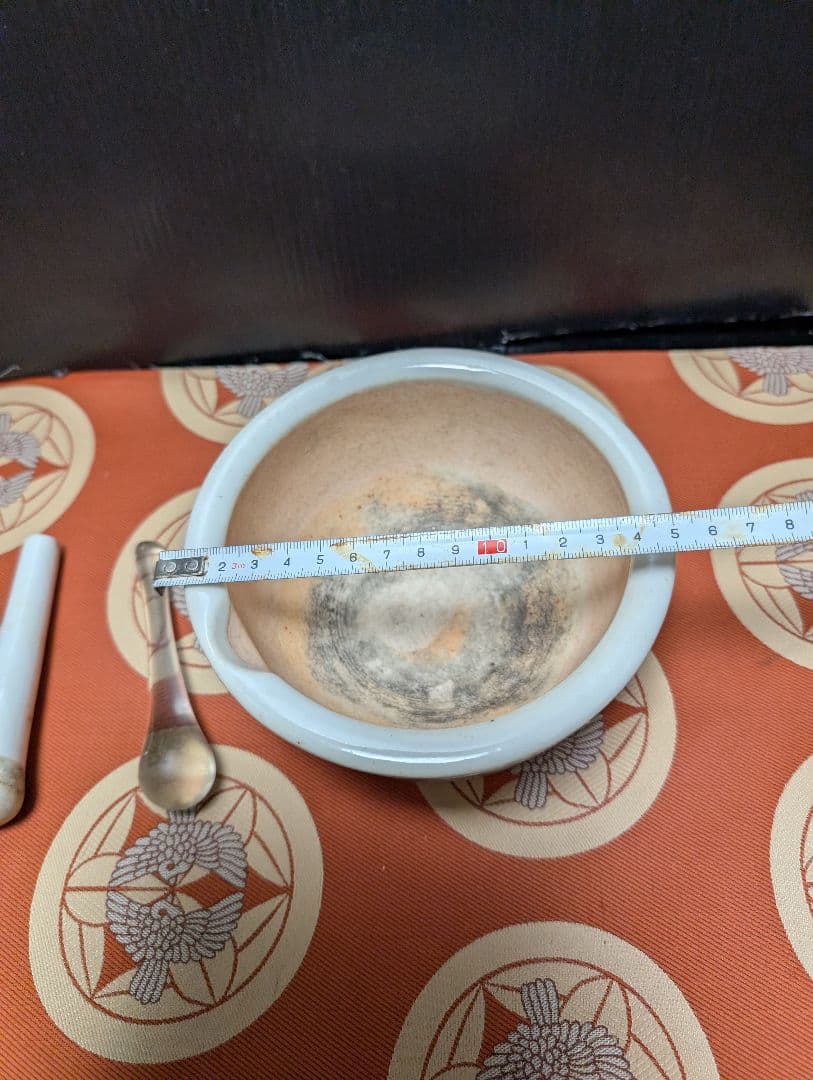 レトロ白磁陶器製 すり鉢とすり棒セット