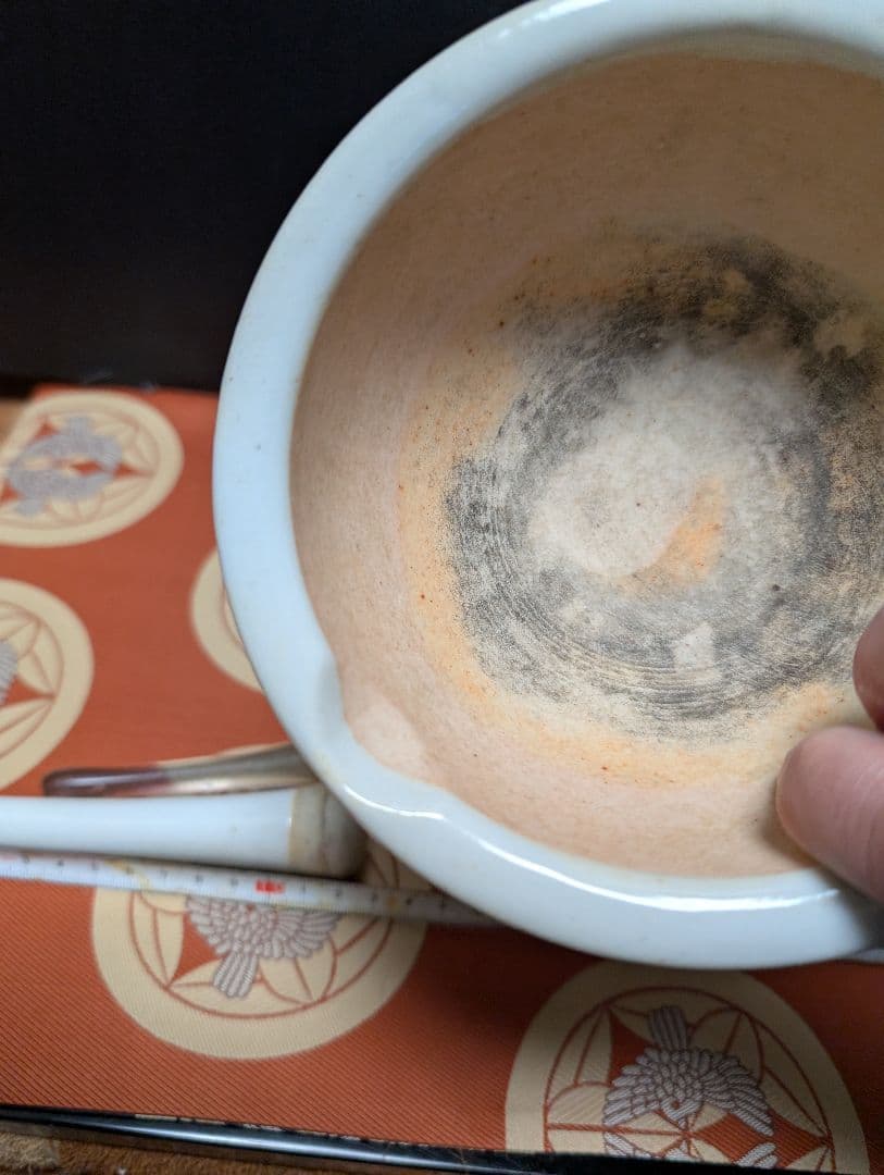 レトロ白磁陶器製 すり鉢とすり棒セット