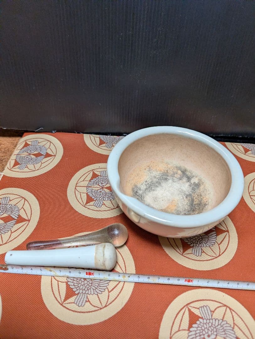 レトロ白磁陶器製 すり鉢とすり棒セット