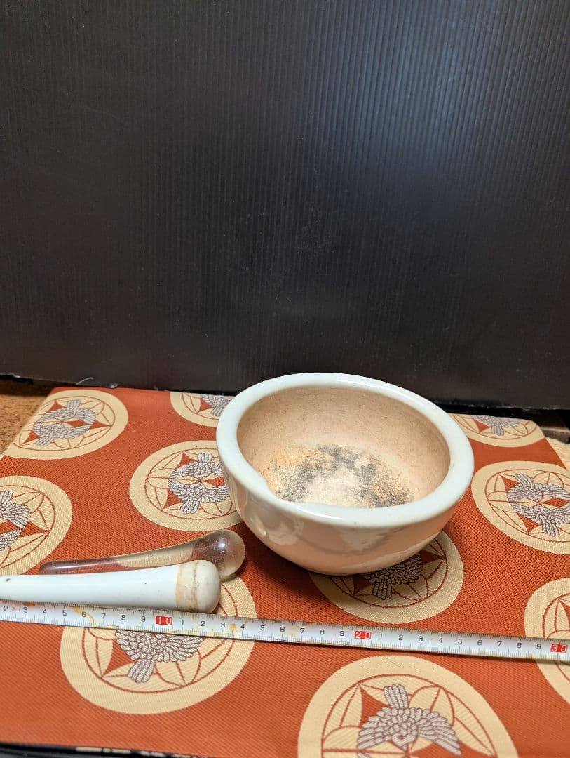 レトロ白磁陶器製 すり鉢とすり棒セット