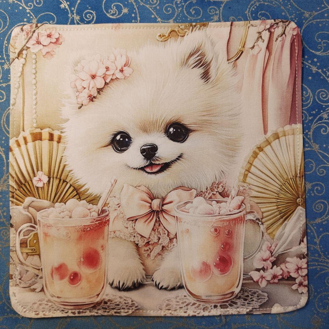 yourelia　 4重ハンカチ　ポメラニアン柄　18枚