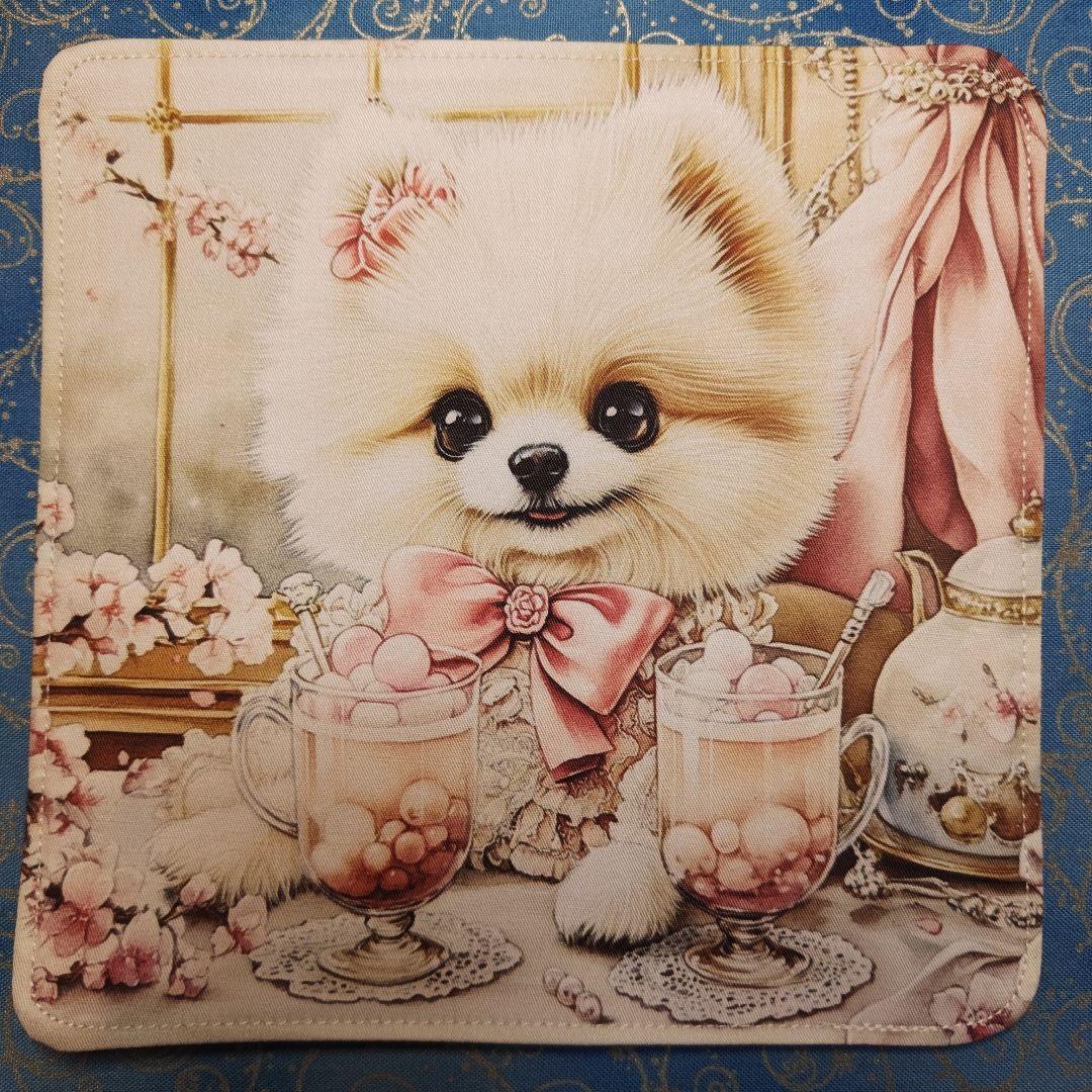 yourelia　 4重ハンカチ　ポメラニアン柄　18枚