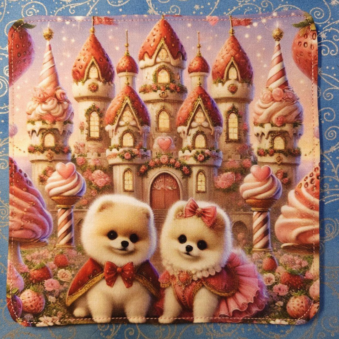 yourelia　 4重ハンカチ　ポメラニアン柄　18枚