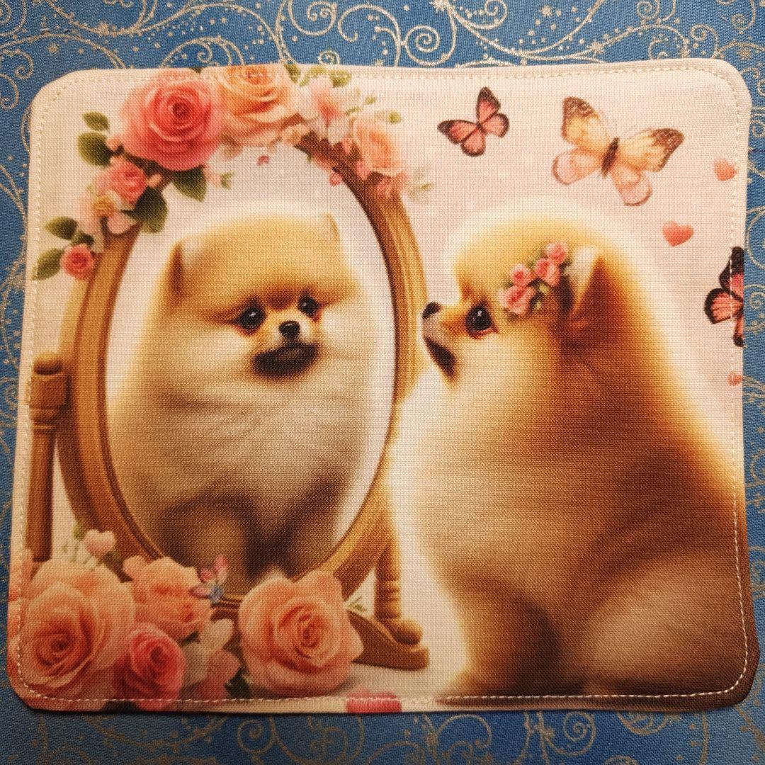 yourelia　 4重ハンカチ　ポメラニアン柄　18枚