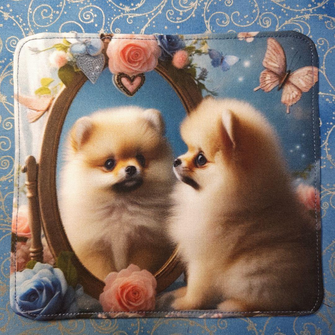 yourelia　 4重ハンカチ　ポメラニアン柄　18枚