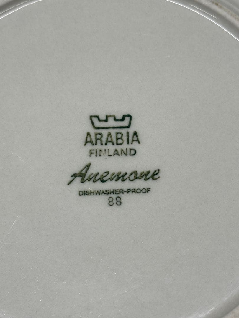 【USED】旧ロゴ　ARABIA アラビア　アネモネ　プレート　20cm 3P