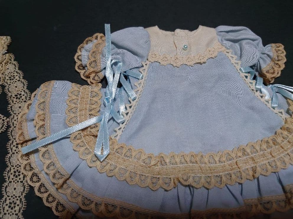 幼SD衣装★紅茶染めレースの空色ドレス