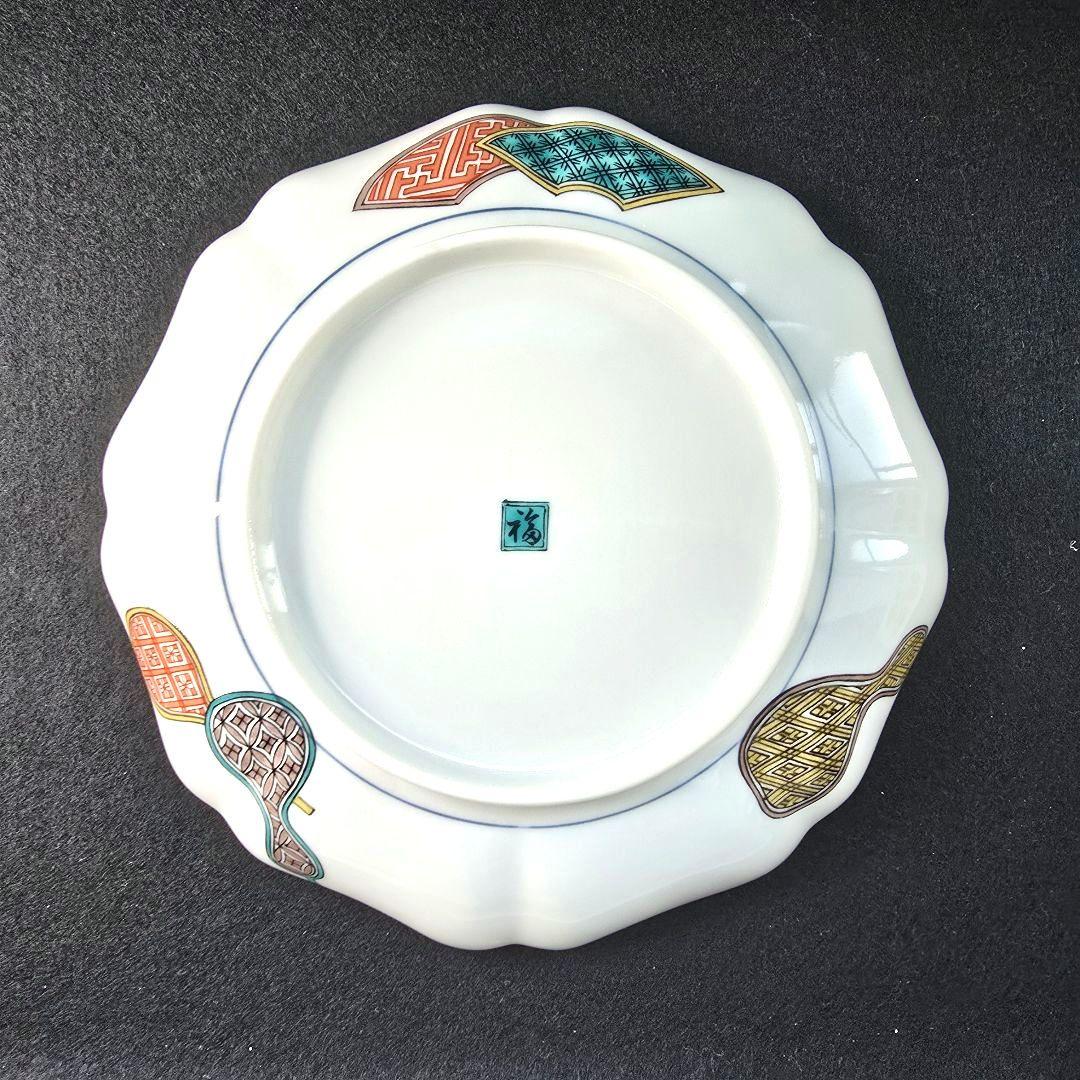 【付属品多数】九谷焼　古九谷風　7号皿　皿立付　木箱入