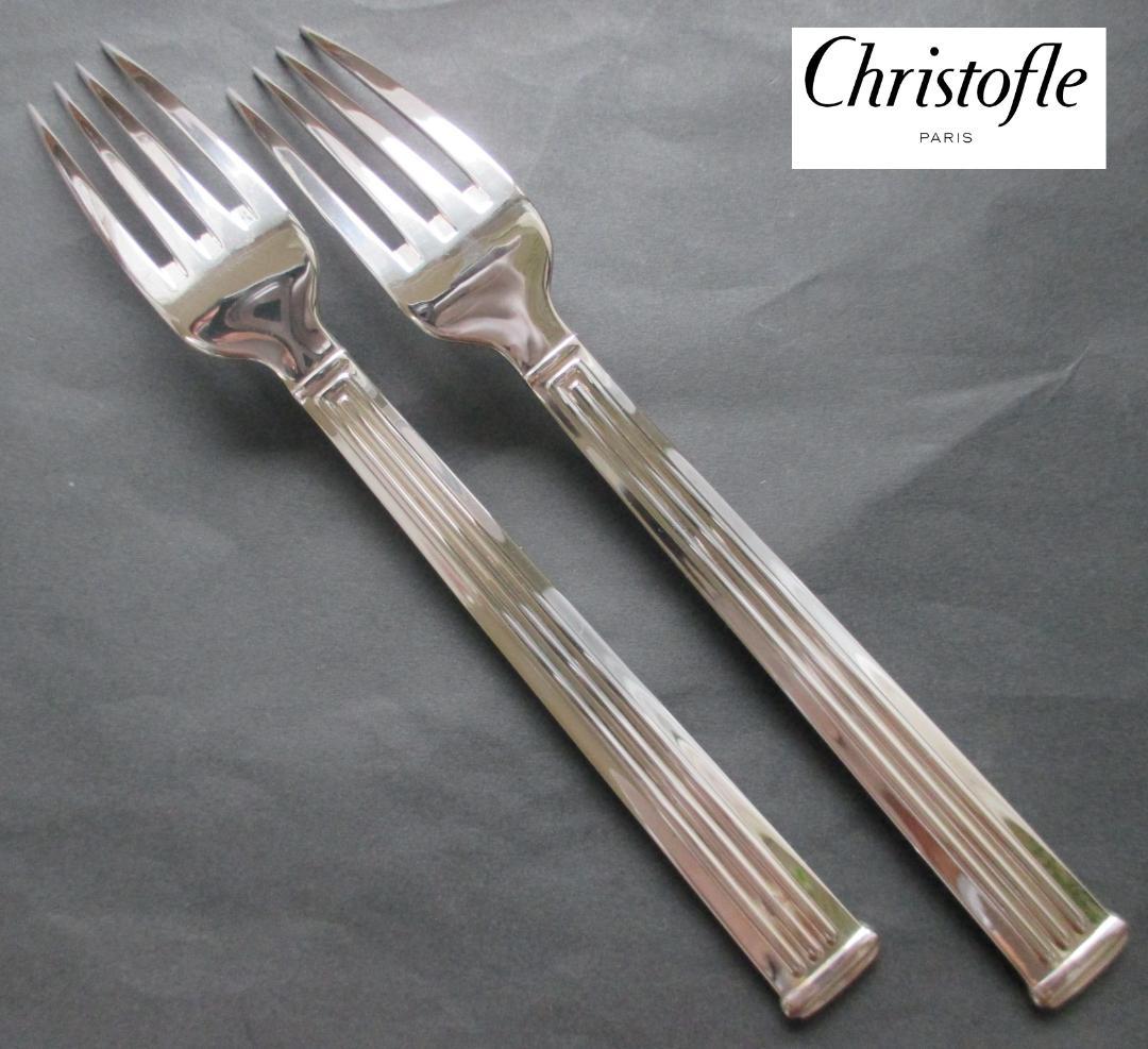 極美品☆仏蘭西 高級銀器☆クリストフルシルバー テーブルフォーク2本　トライアド