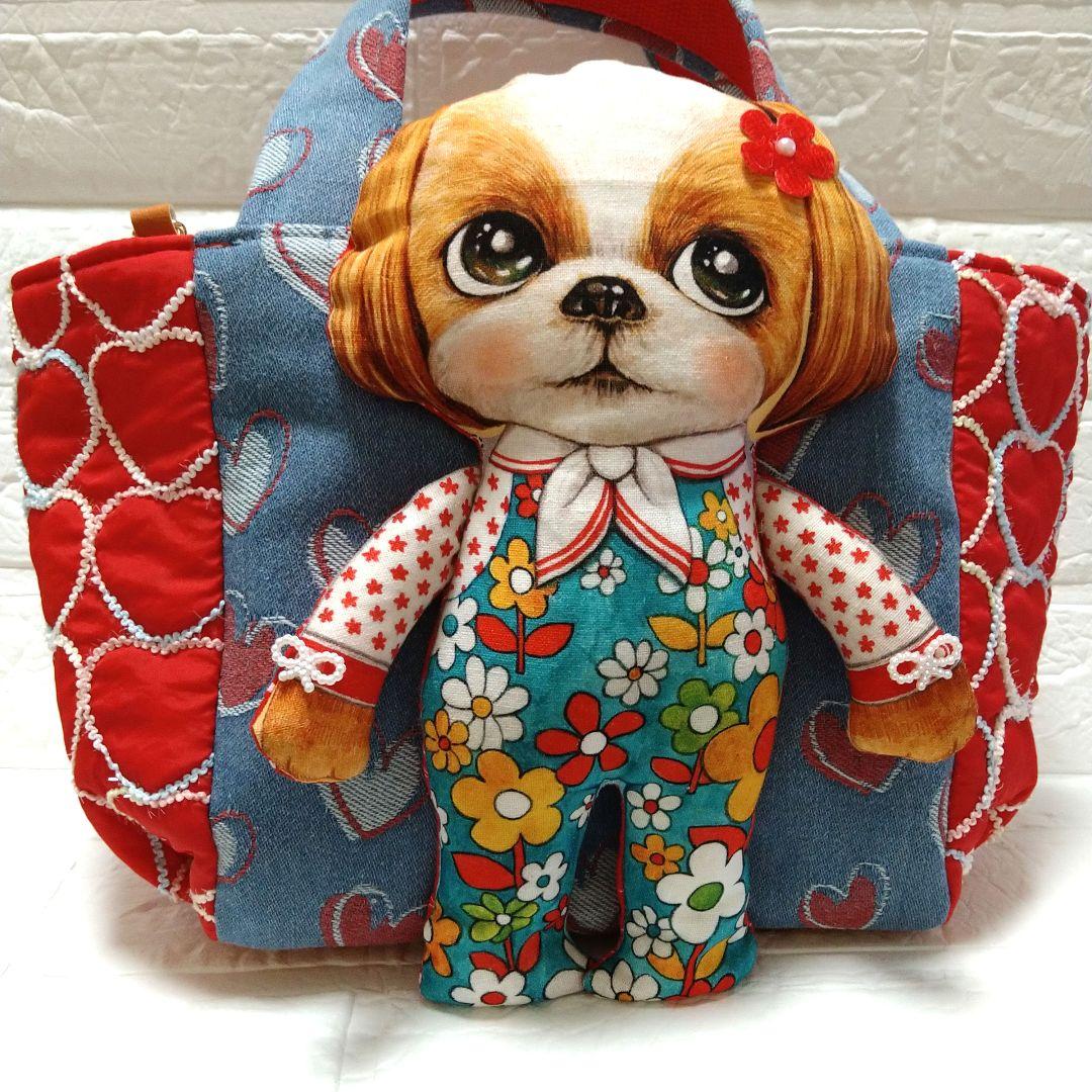 ゆ*ら様 コヤンイサムチョン☆ころりんトートバッグ　ハート柄デニム＆ハートキルト