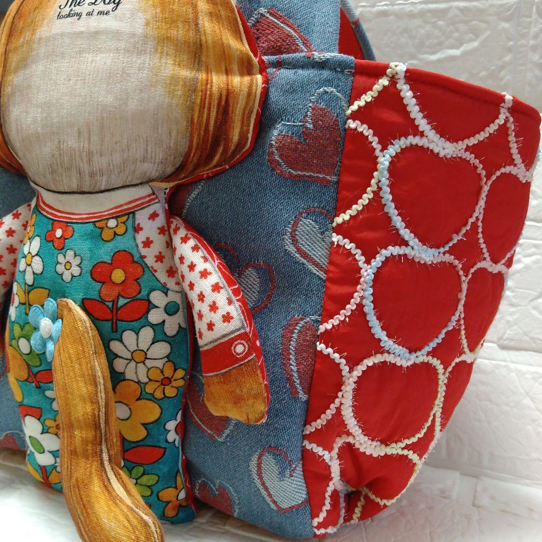 ゆ*ら様 コヤンイサムチョン☆ころりんトートバッグ　ハート柄デニム＆ハートキルト