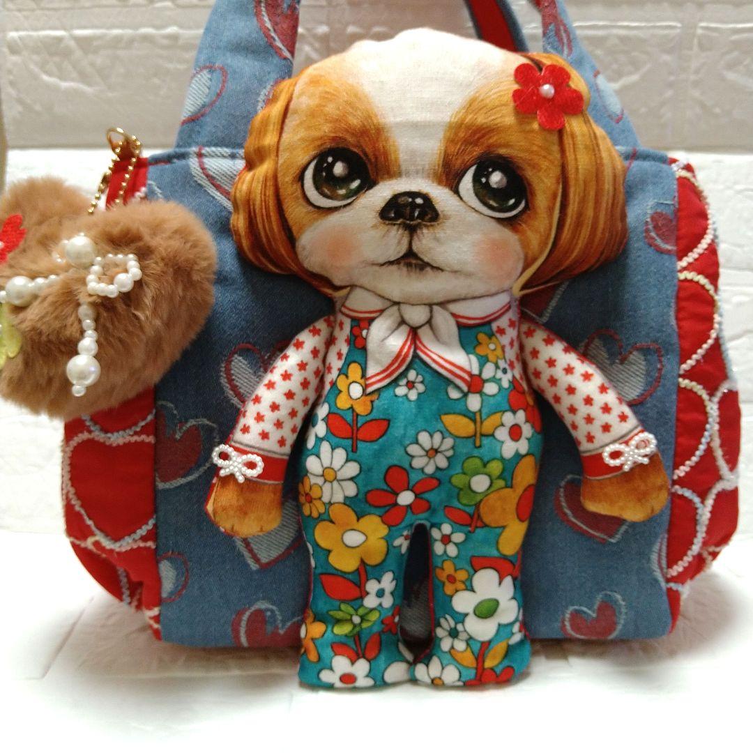 ゆ*ら様 コヤンイサムチョン☆ころりんトートバッグ　ハート柄デニム＆ハートキルト