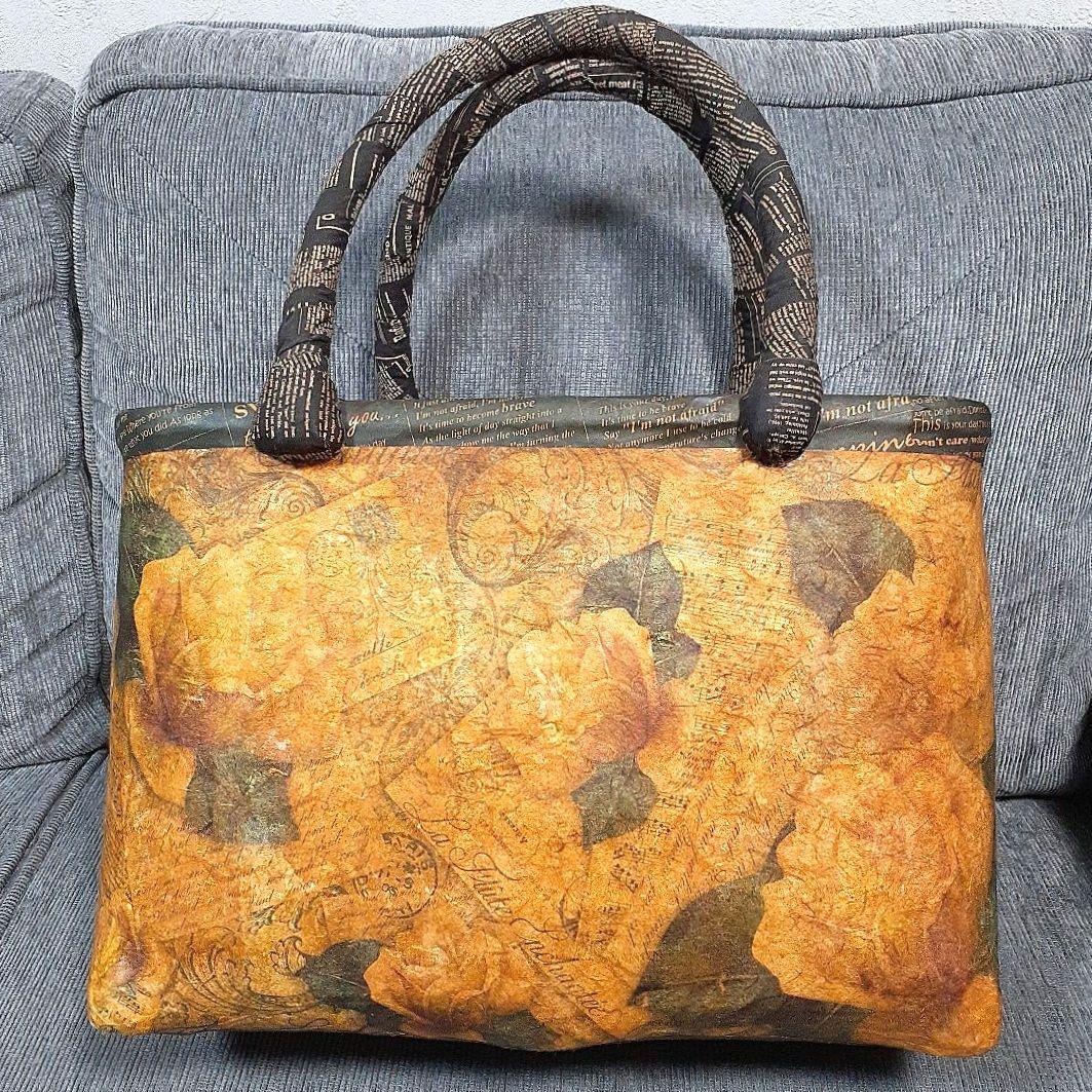 一閑張り 作家物 弘美 楽譜 薔薇 英字 大容量 バッグ