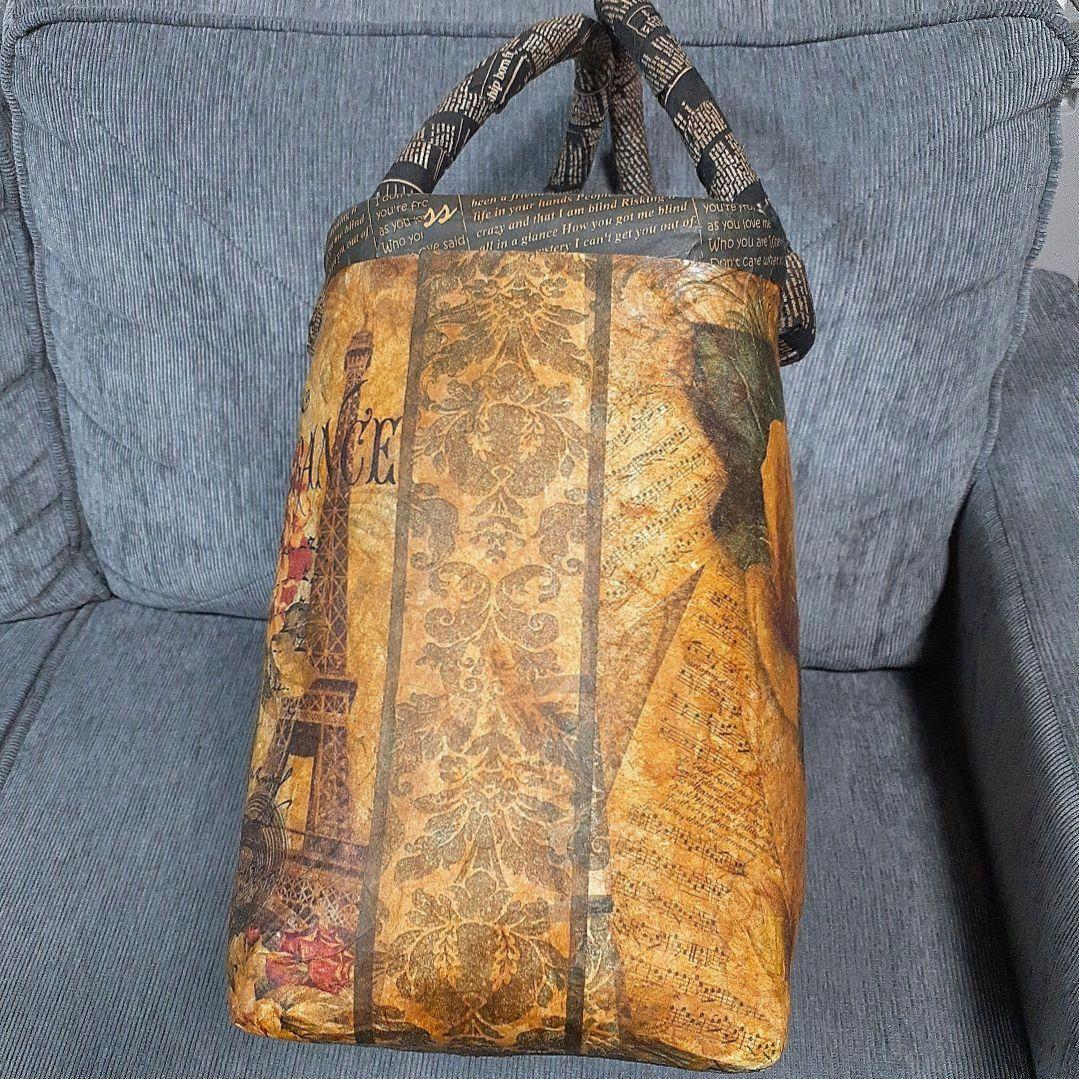 一閑張り 作家物 弘美 楽譜 薔薇 英字 大容量 バッグ