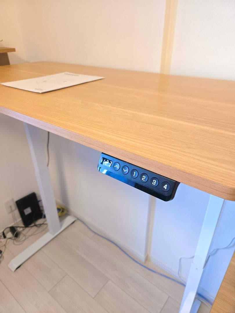 FlexiSpot 電動昇降式デスクE9 ホワイト ウッド天板