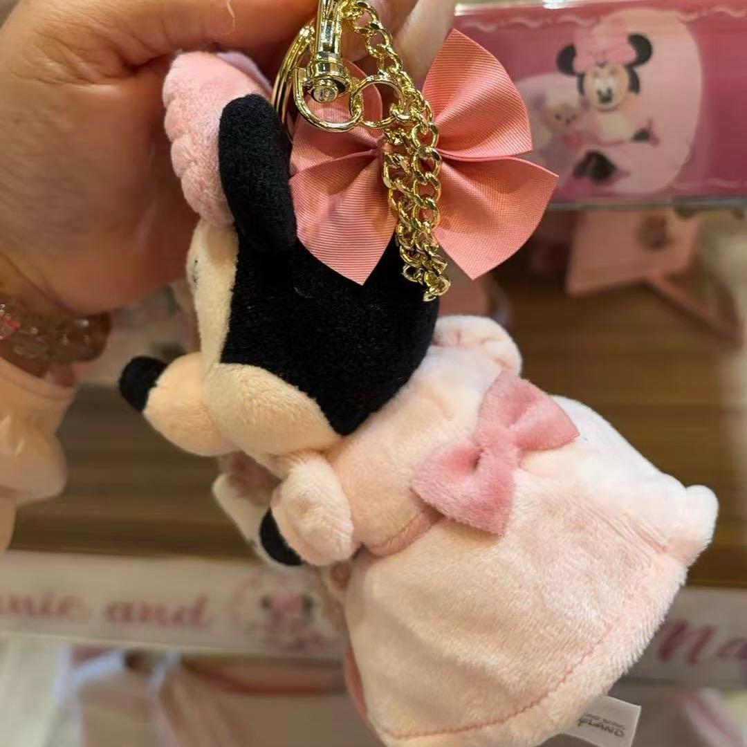 まろん　香港ディズニー　ミニーマウスとシェリーメイ　ぬいぐるみキーホルダー