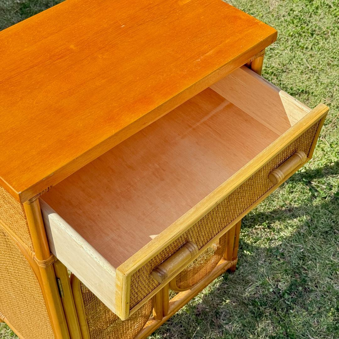 ビンテージ　オールドラタン　キャビネット　ランドリーラック