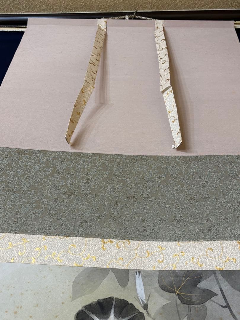 「朝顔」　富田保和　茶道具 掛け軸 掛軸　太巻き　二重箱　共箱あり