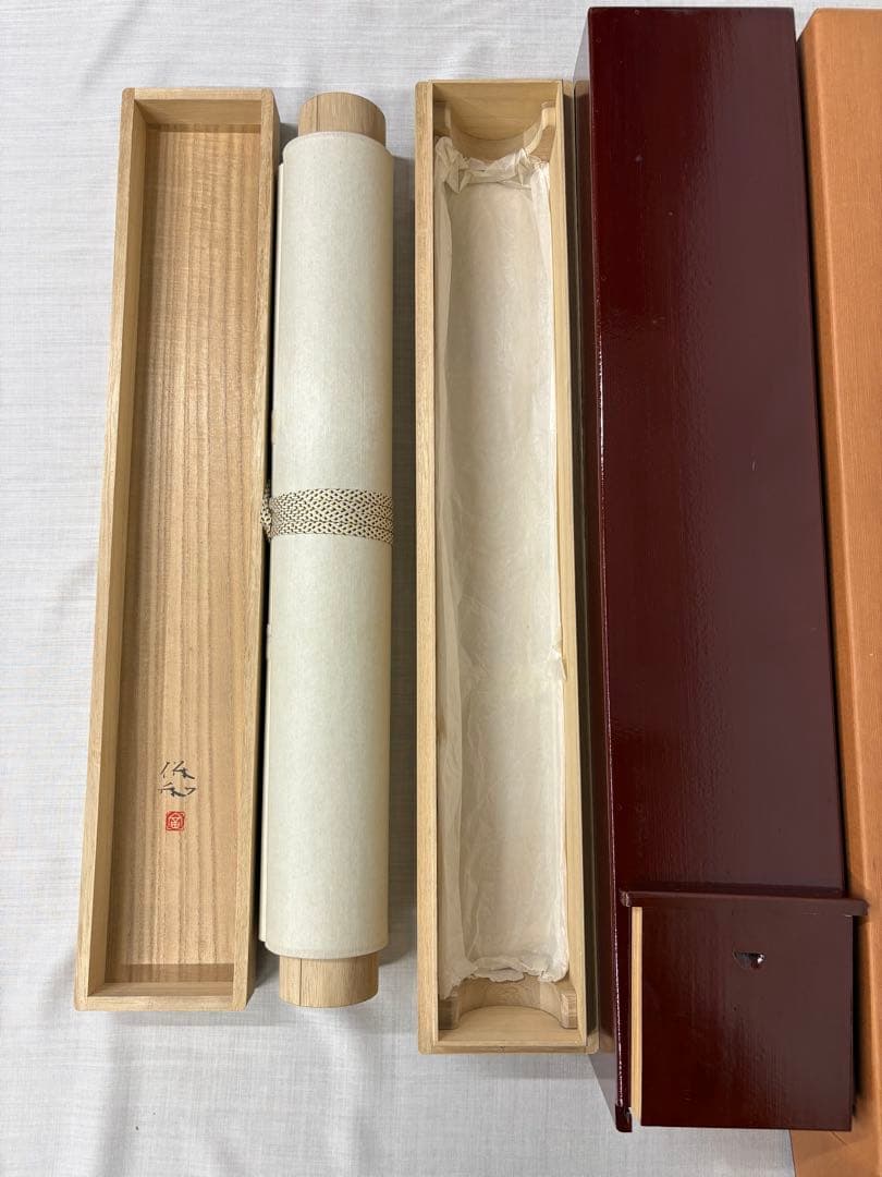 「朝顔」　富田保和　茶道具 掛け軸 掛軸　太巻き　二重箱　共箱あり