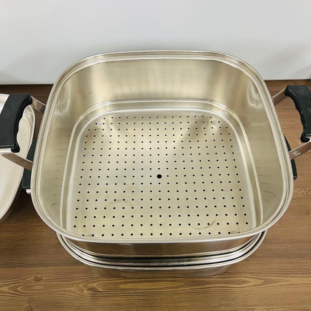 竹越工業 18-8角型蒸し器 29cm 3段　蒸し器 厨房 蒸し物　業務用