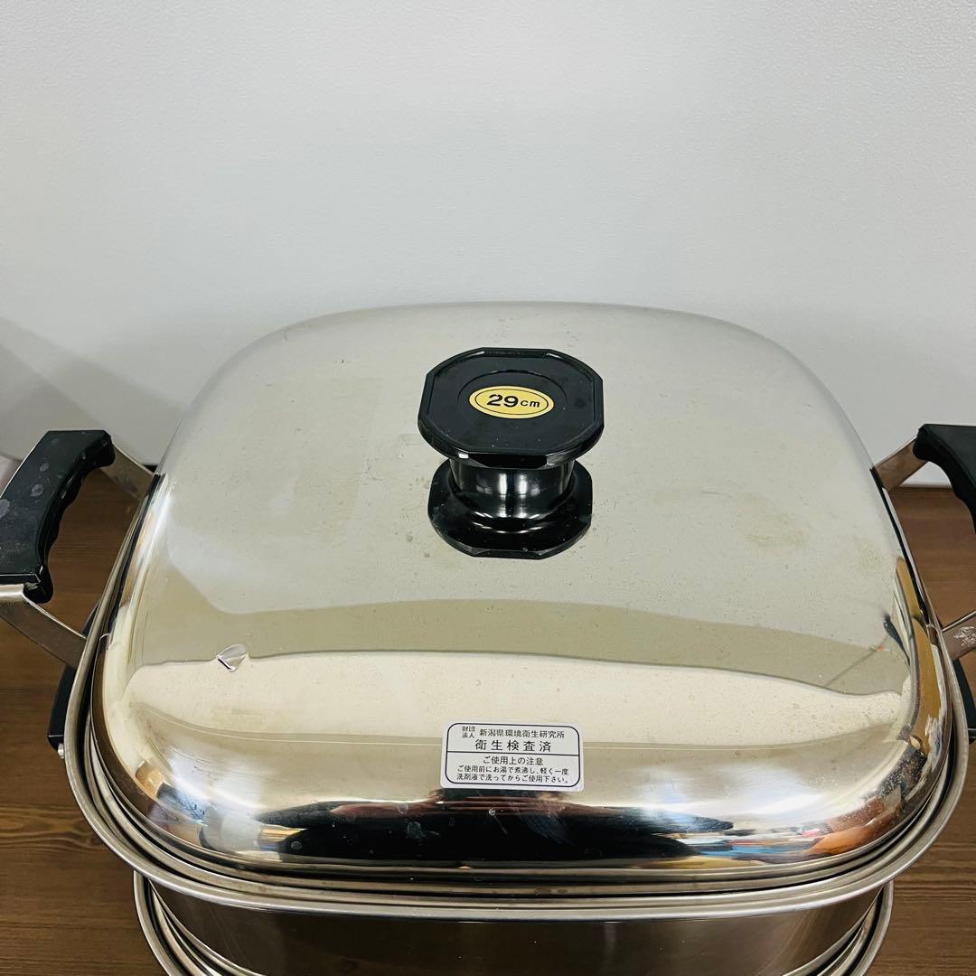 竹越工業 18-8角型蒸し器 29cm 3段　蒸し器 厨房 蒸し物　業務用