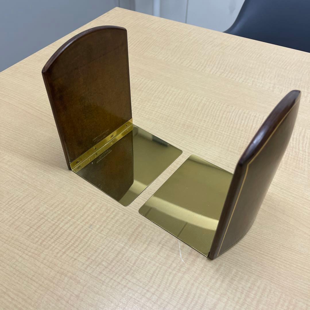 イタリア製革と真鍮のブックエンド