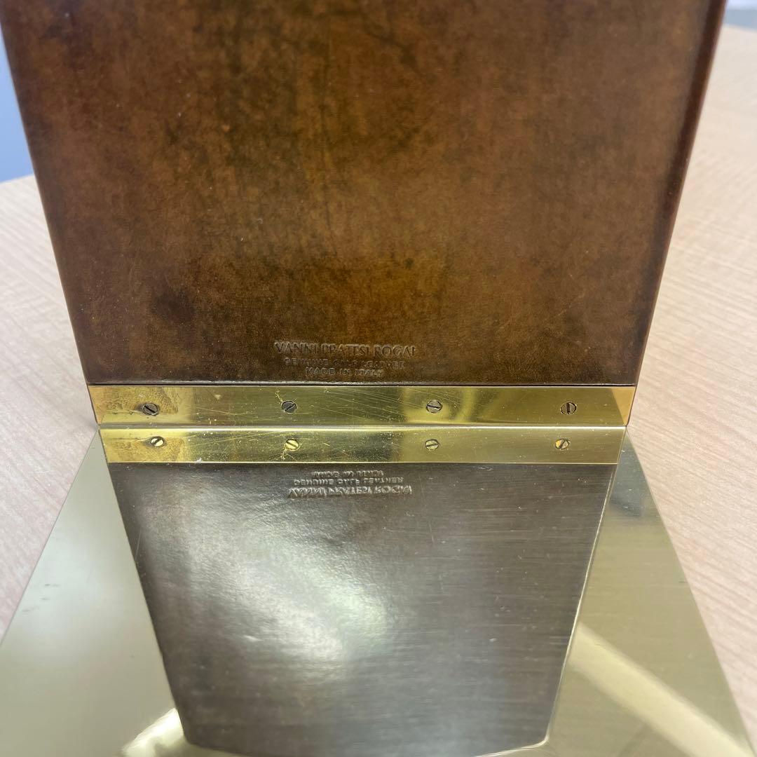 イタリア製革と真鍮のブックエンド