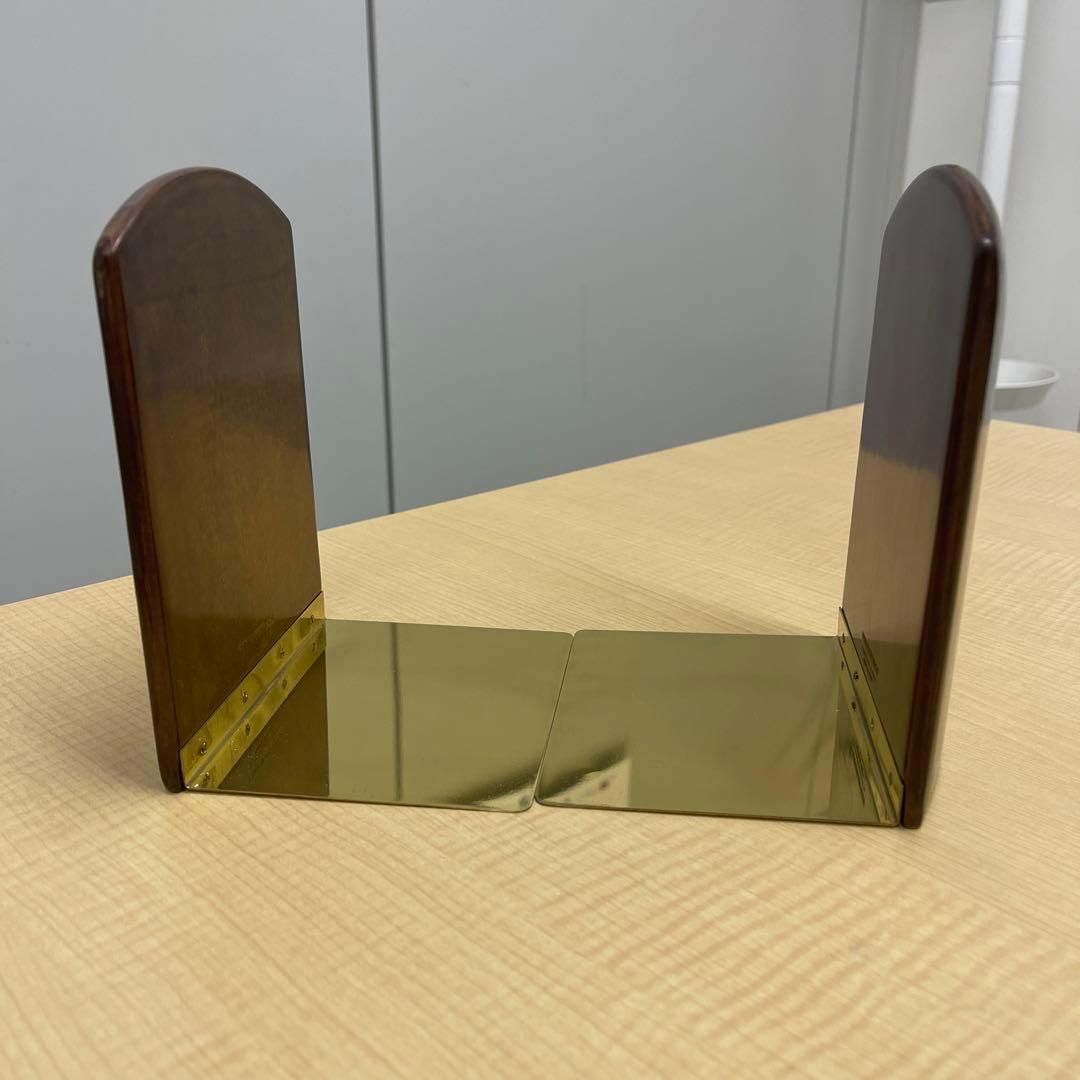 イタリア製革と真鍮のブックエンド