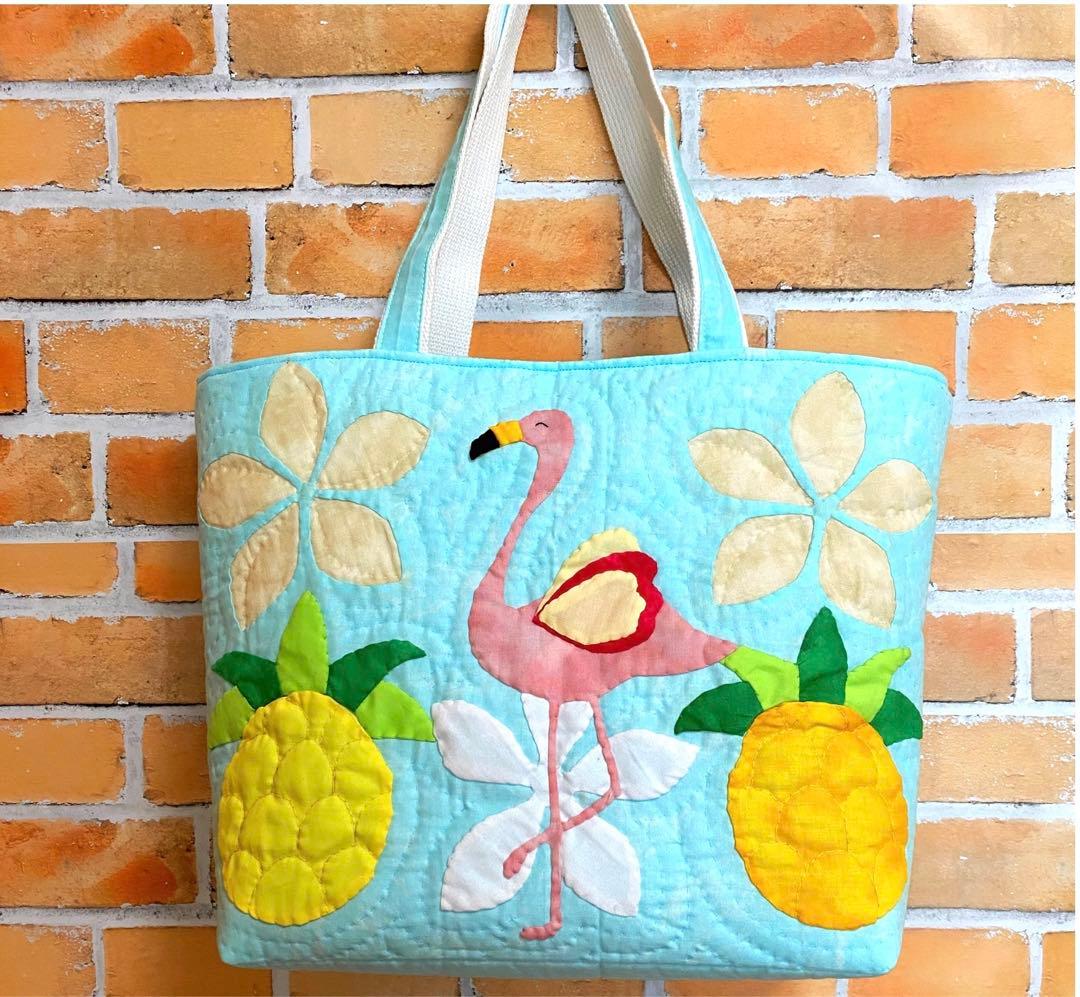 ハワイアンキルトバッグ（フラミンゴ）
