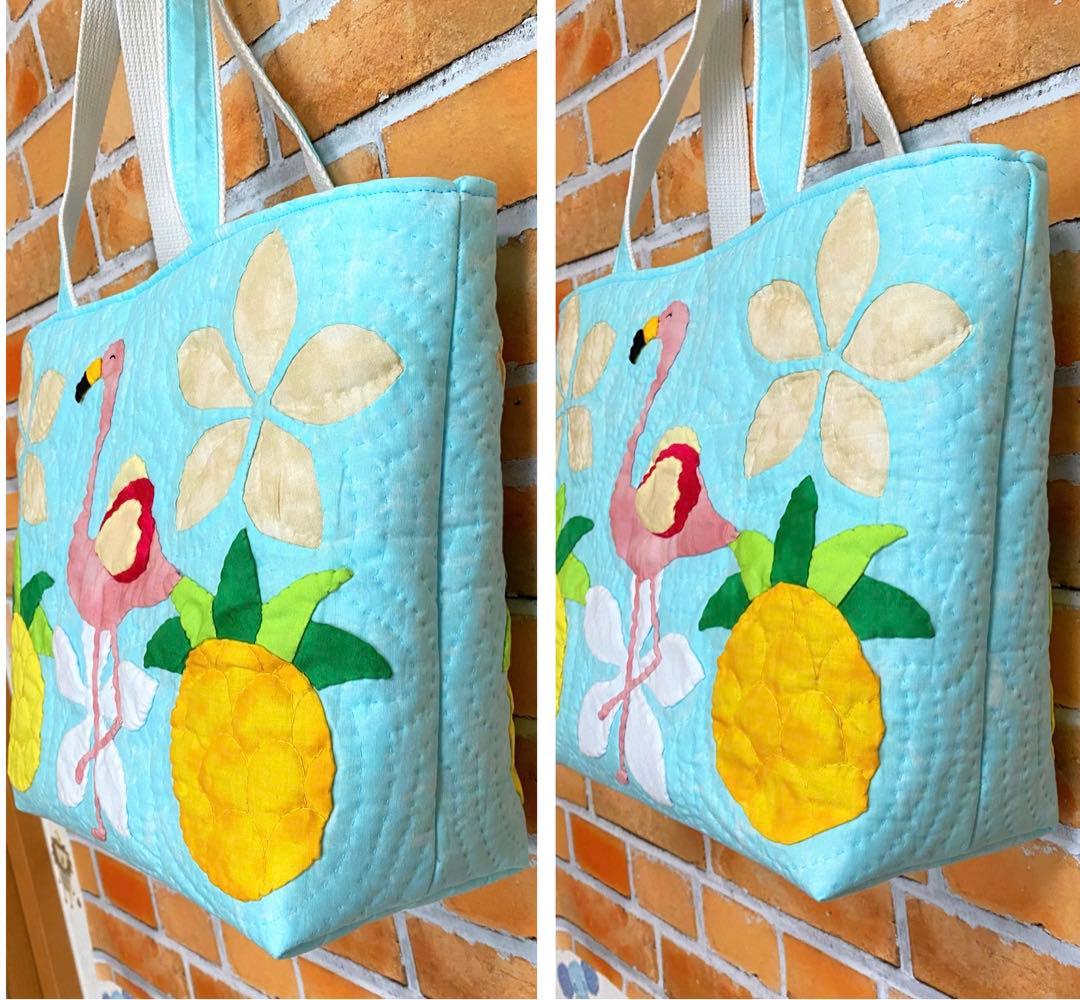 ハワイアンキルトバッグ（フラミンゴ）