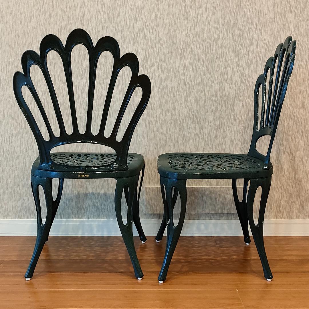 〈未使用〉ヒカリ　鋳物チェア　バレンシア　ガーデン　2脚セット