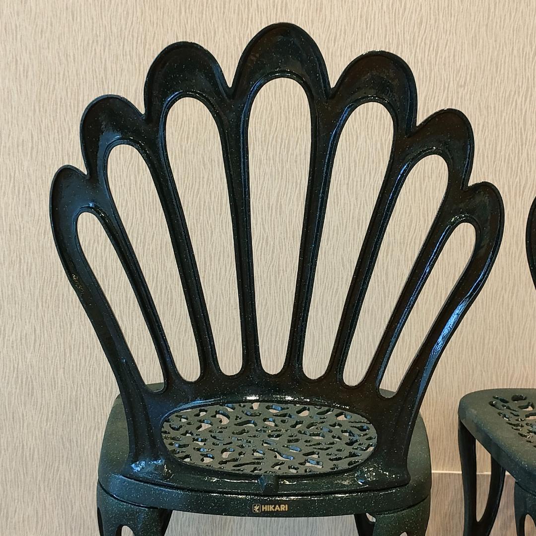 〈未使用〉ヒカリ　鋳物チェア　バレンシア　ガーデン　2脚セット