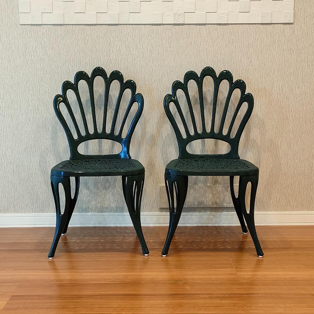 〈未使用〉ヒカリ　鋳物チェア　バレンシア　ガーデン　2脚セット