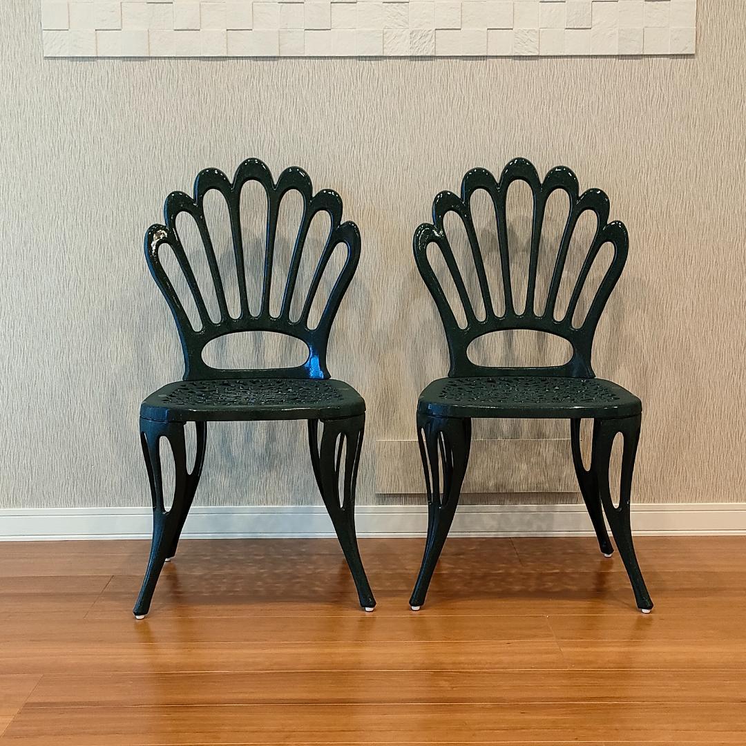 〈未使用〉ヒカリ　鋳物チェア　バレンシア　ガーデン　2脚セット