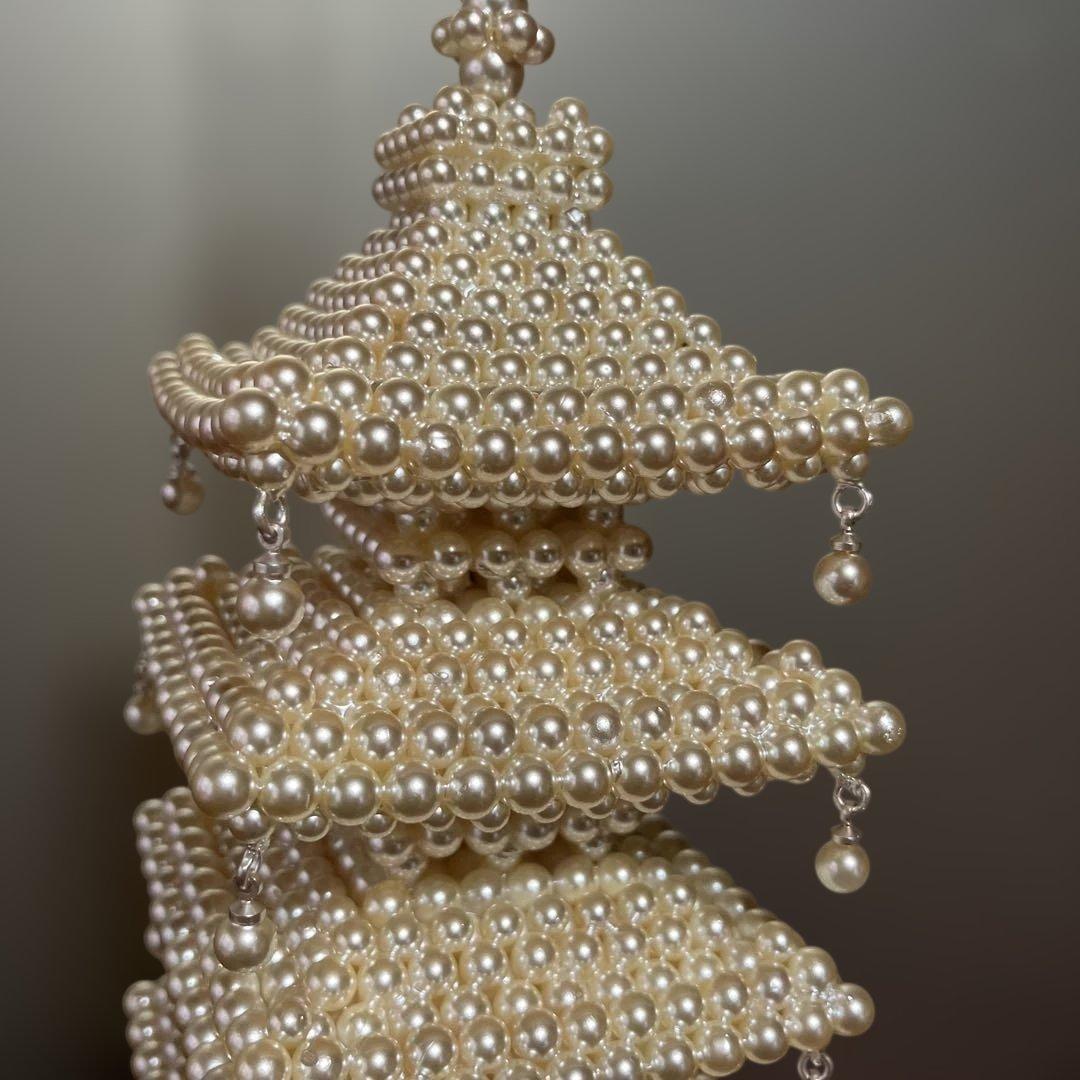 置物　五重の塔　真珠