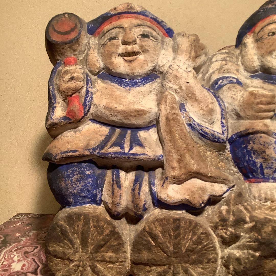 江戸期・祀り福神「恵比寿・大黒天」民衆信仰・七福神・財運福徳・邪気祓い・彩色石彫