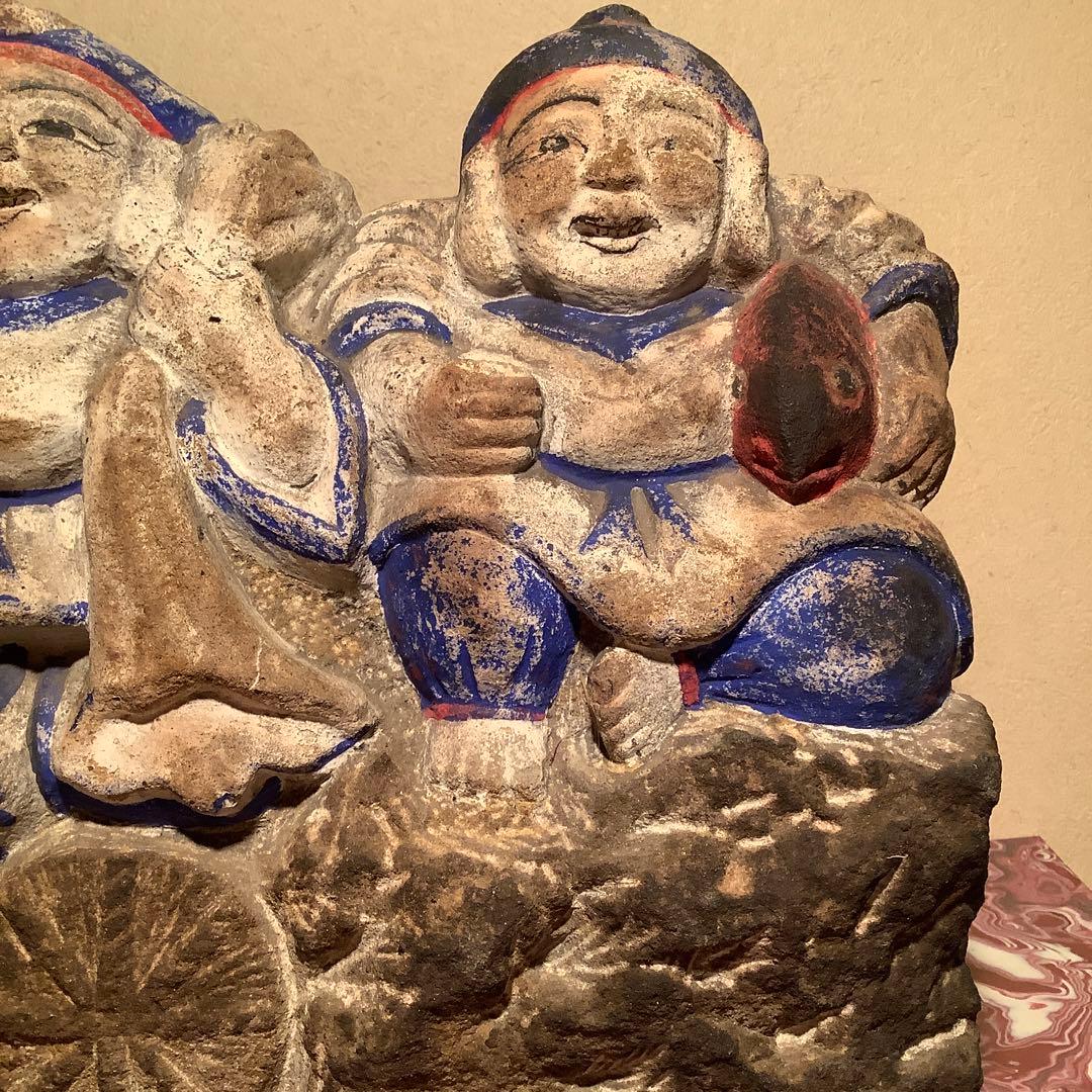 江戸期・祀り福神「恵比寿・大黒天」民衆信仰・七福神・財運福徳・邪気祓い・彩色石彫