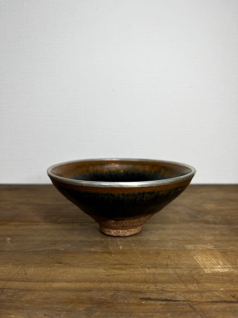 宋時代　建窯　覆輪天目茶碗　箱付　宋