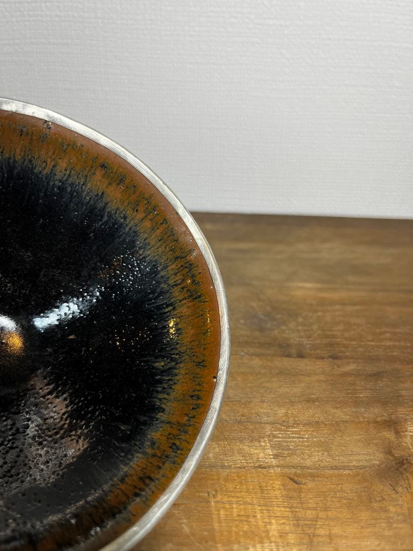 宋時代　建窯　覆輪天目茶碗　箱付　宋