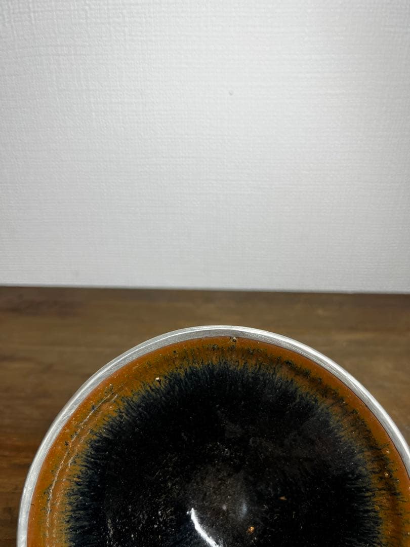 宋時代　建窯　覆輪天目茶碗　箱付　宋