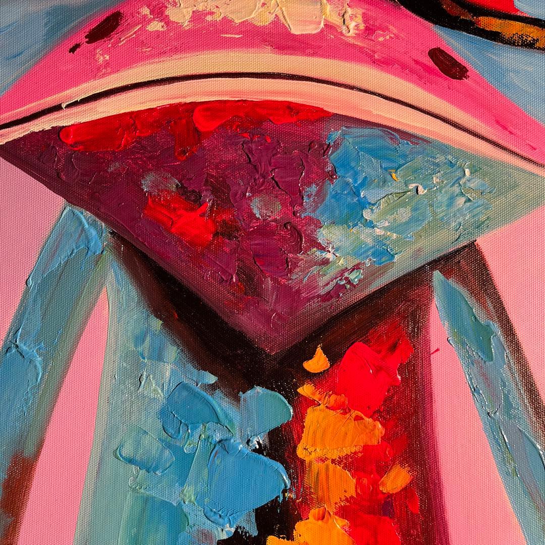 手書き油絵 メガネかえる 絵画 インテリア 油彩画